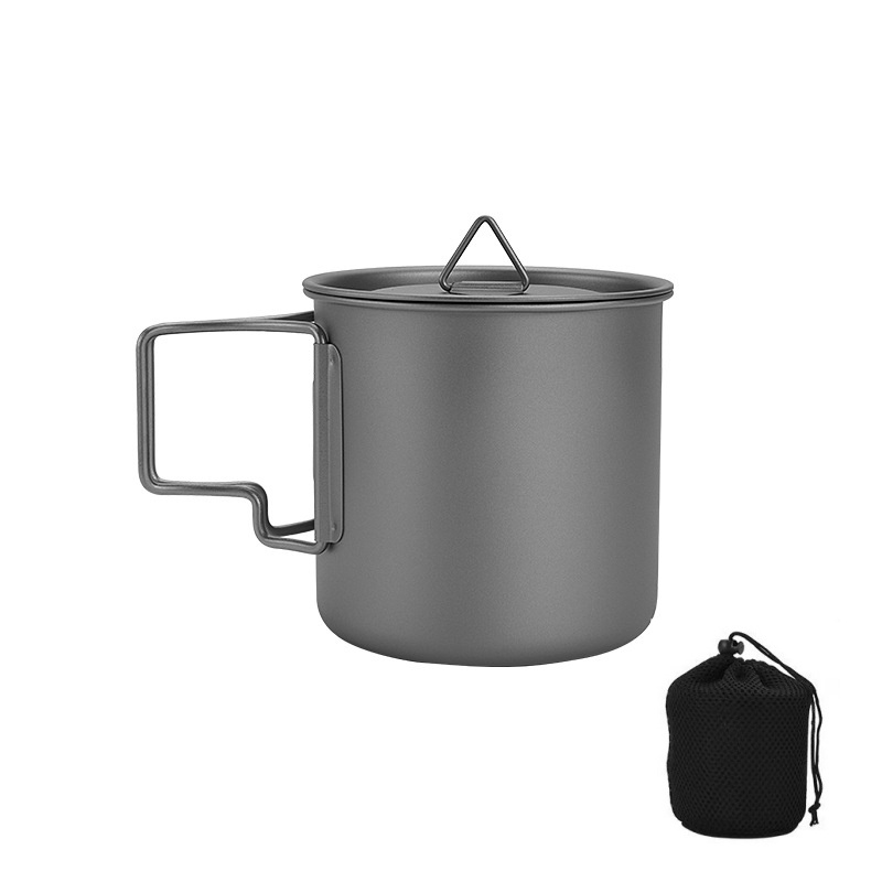 Camping Cooking Mesh - 접이식 손잡이가 있는 티타늄 캠핑 머그컵,