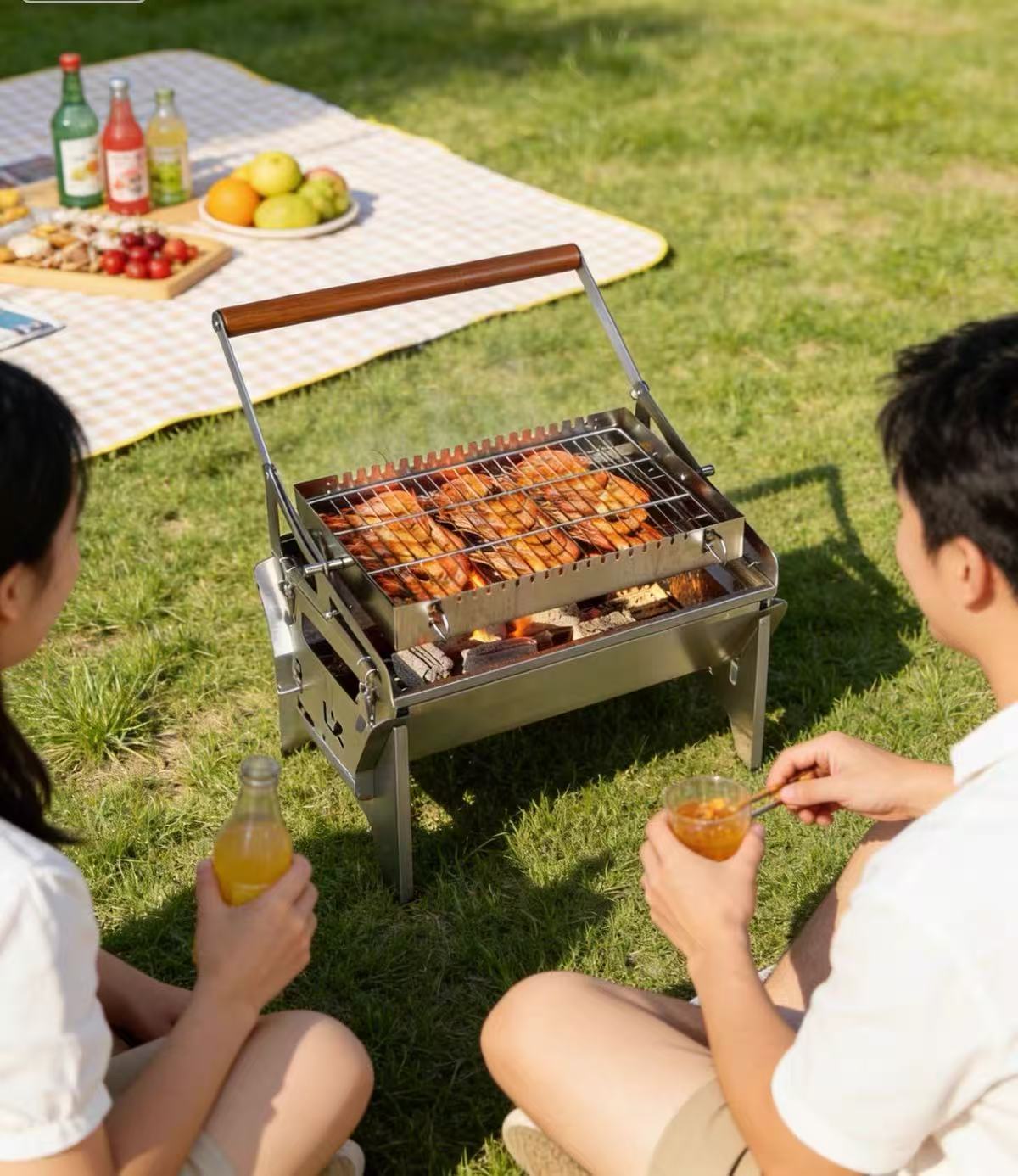 Camping Cooking Mesh - 회전 메쉬가 있는 플립형 숯불 바비큐