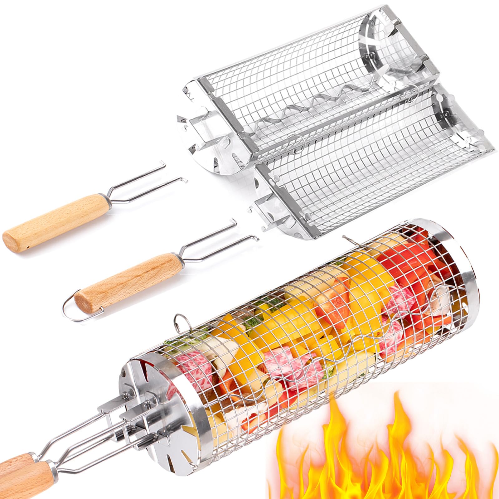 Camping Cooking Mesh - BUYYES 롤링 그릴 바구니 바베큐 메쉬