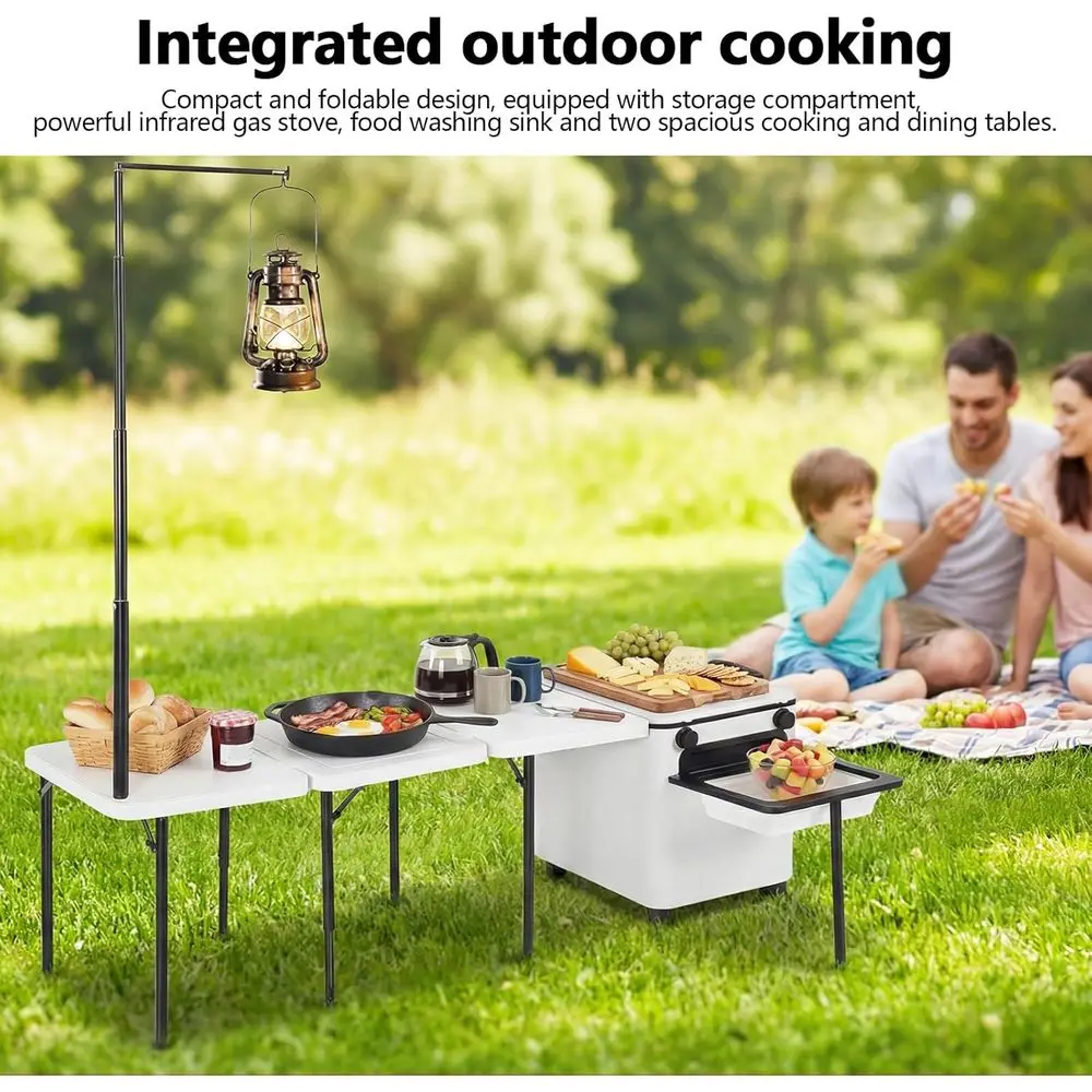 휴대용 야외 바베큐 카트 (바퀴, 조명, 접이식 캠핑  - Camping Cooking Light 리뷰 및 가격
