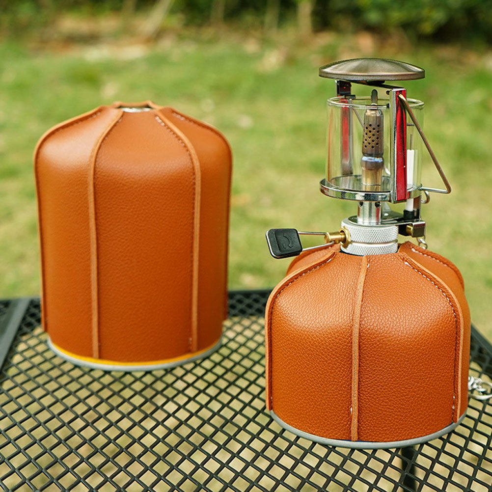 1Pcs 가스 탱크 보호 커버 브라운 PU 소재 캠핑  - Camping Cooking Materials 리뷰 및 가격