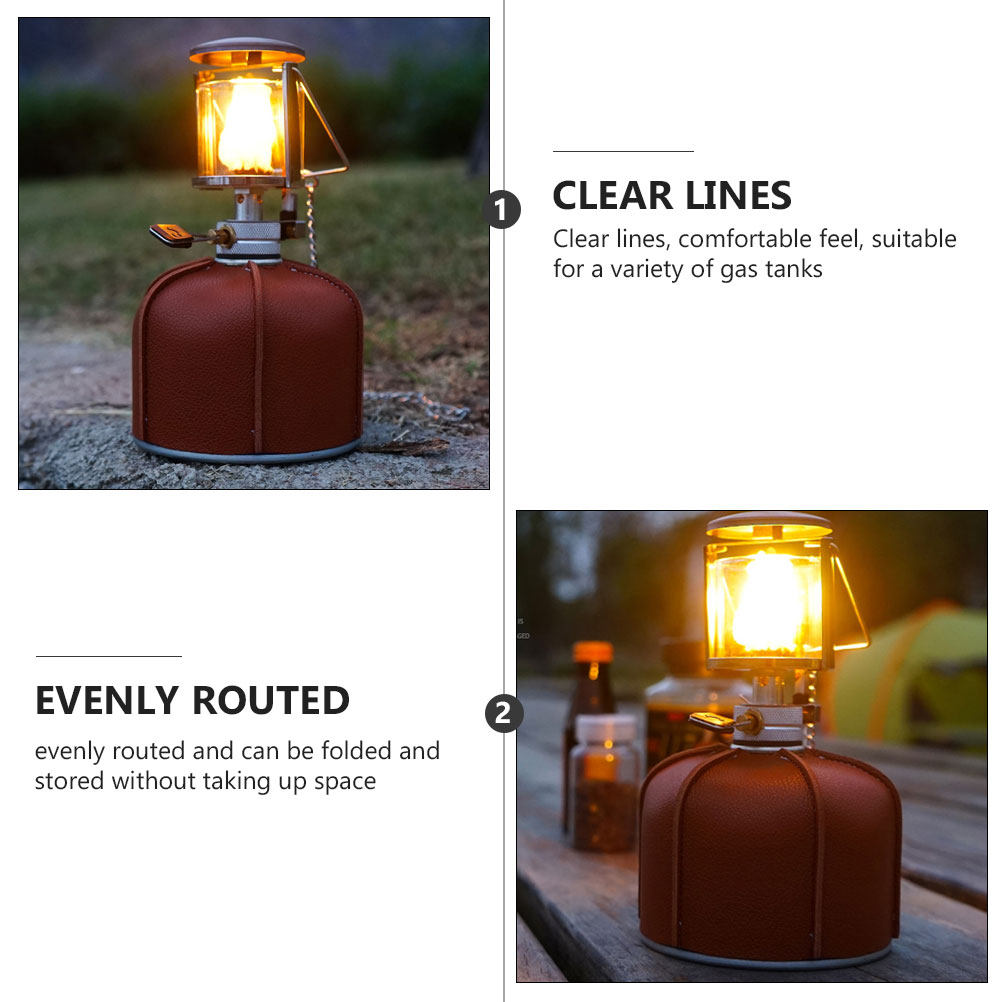 1Pcs 가스 탱크 보호 커버 브라운 PU 소재 캠핑  - Camping Cooking Materials 리뷰 및 가격