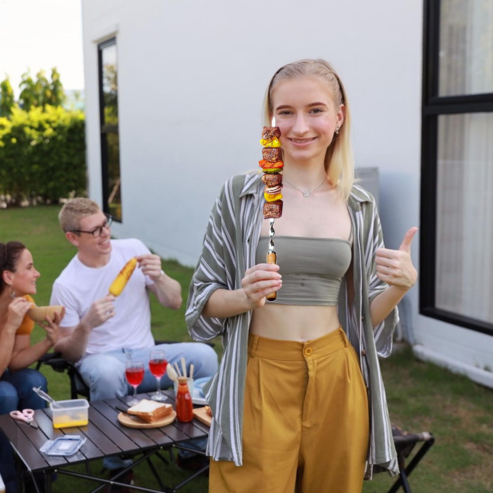 금속 그릴 꼬치 그릴 바베큐 꼬치 6 조각 스테인레스  - Camping Cooking Vegetables 리뷰 및 가격