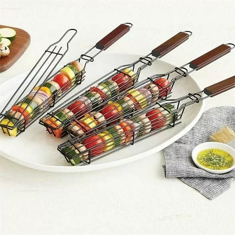 BBQ 그릴 바스켓 휴대용 고기 및 채소용 메쉬 그릴  - Camping Cooking Vegetables 리뷰 및 가격