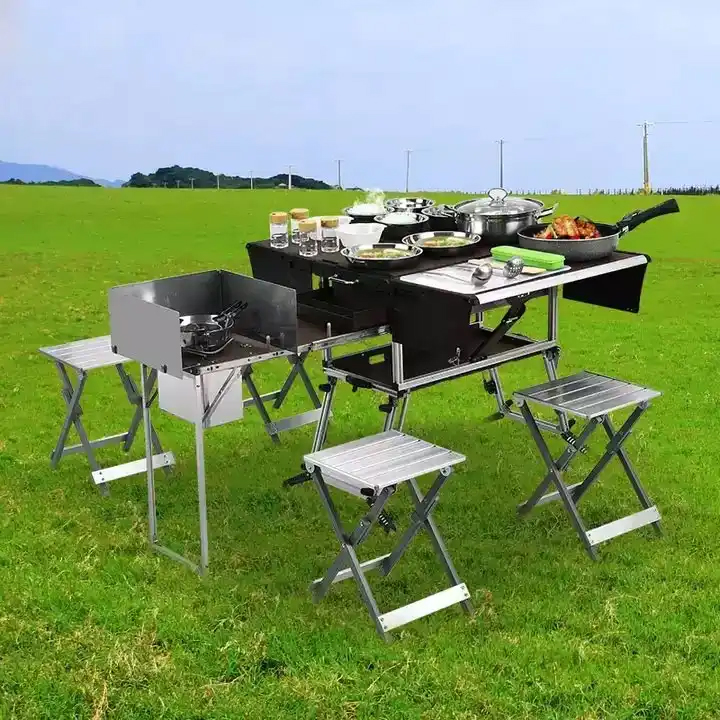 휴대용 야외 접이식 푸드 트레일러 이동식 주방 접이식  - Camping Cooking And Dining Set 리뷰 및 가격