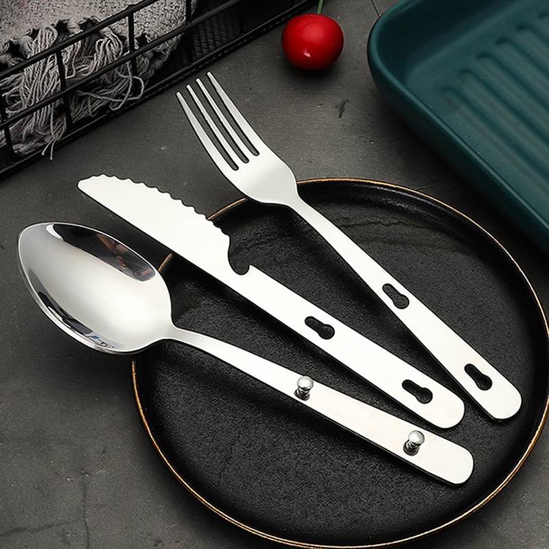3개 세트 휴대용 스테인리스 식기 접이식 나이프 수저  - Camping Cooking And Dining Set 리뷰 및 가격
