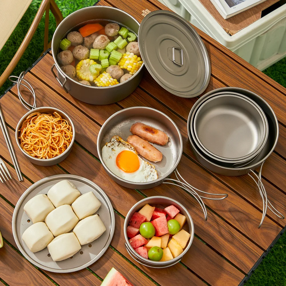 티타늄 야외 냄비 세트 피크닉 캠핑 세트 식기 접이식  - Camping Cooking Mesh 리뷰 및 가격